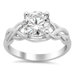 2.50 Carat Big Round Real Diamond Engagement Ring White Gold 14K