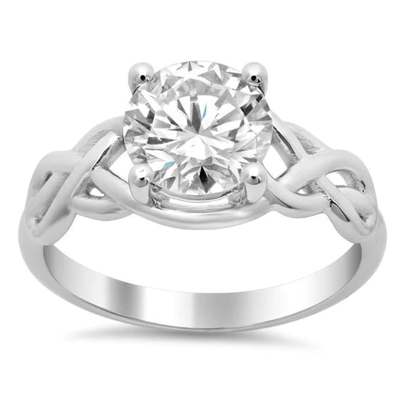 2.50 Carat Big Round Real Diamond Engagement Ring White Gold 14K