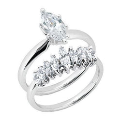 2.50 Carat Genuine Diamond Solitaire Ring Marquise Cut With Band Set