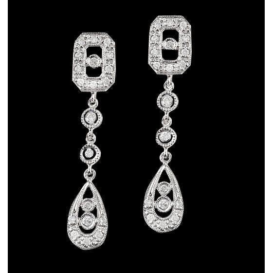 2.50 Carat Long Genuine Diamonds Chandelier Earrings White Gold Women Earring