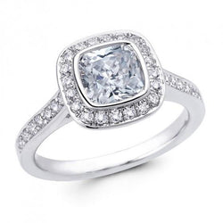 2.50 Carats Accented Real Diamond Halo Ring