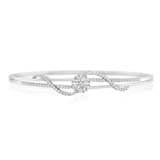 2.50 Carats Genuine Diamonds Women Bangle 14K White Gold New