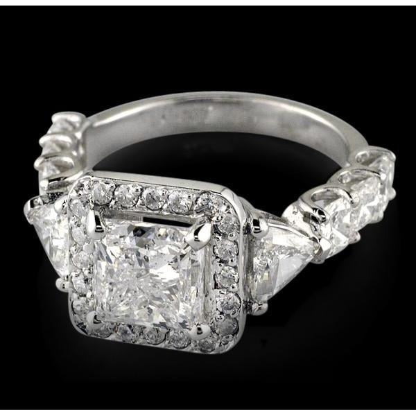 2.50 Carats Genuine Princess Diamond Anniversary Ring White Gold 14K