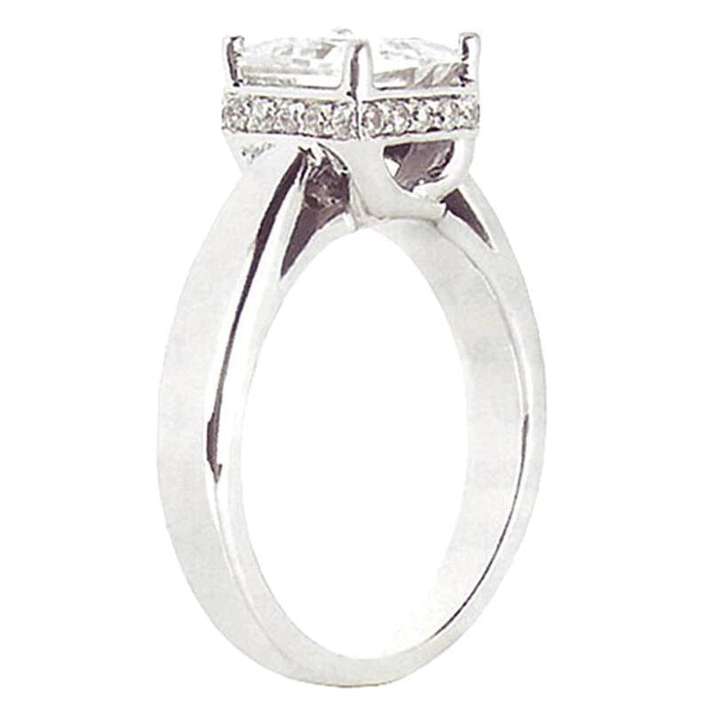 2.50 Carats Hidden Halo Princess Cut Real Diamond Engagement Ring New - Engagement Ring-harrychadent.ca