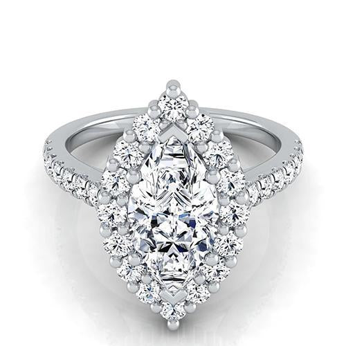 2.50 Carats Marquise Halo Genuine Diamond Ring Jewelry