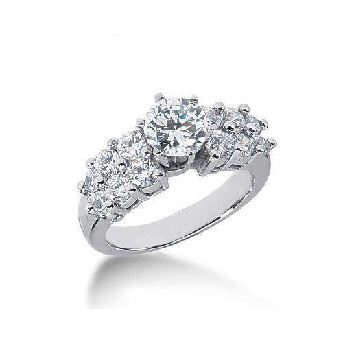 2.50 Carats Real Diamond Anniversary Ring Set White Gold 14K