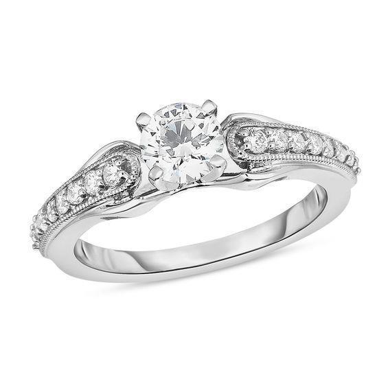 2.50 Carats Real Diamond Antique Style Engagement Ring White Gold