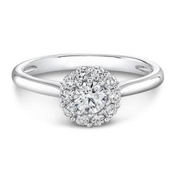 2.50 Carats Real Diamond Engagement Ring Halo Jewelry