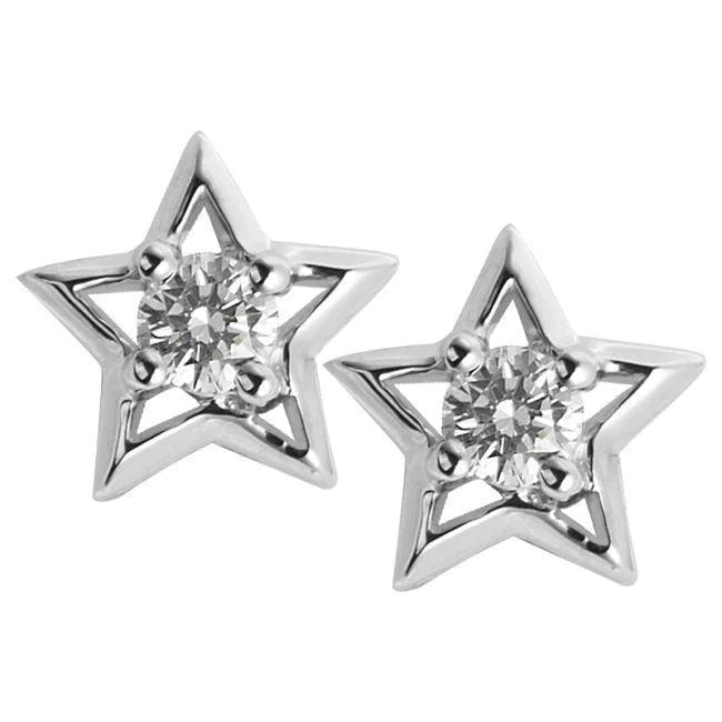 2.50 Carats Real Diamonds Star Frame Studs Earrings White Gold 14K