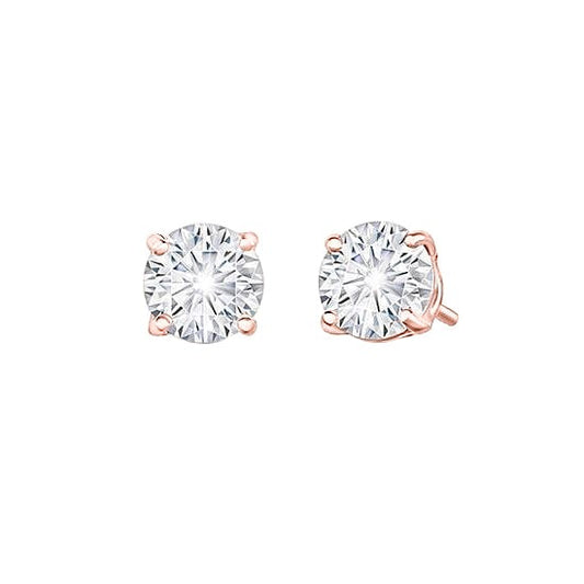 2.50 Carats Real Diamonds Studs Earrings Rose Gold 14K - Stud Earrings-harrychadent.ca