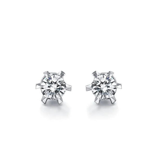 2.50 Carats Round Cut Real Diamonds Stud Earrings White Gold 14K