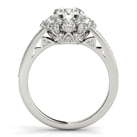 2.50 Carats Round Genuine Diamond Engagement Halo Ring Solid White Gold 14K