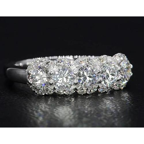 2.50 Carats Round Genuine Diamond Women's Anniversary Ring White Gold 