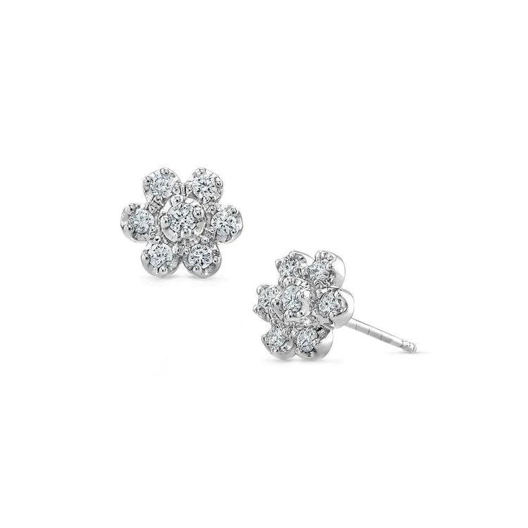 2.50 Carats Round Natural Diamond Stud Earring Ladies White Gold Jewelry