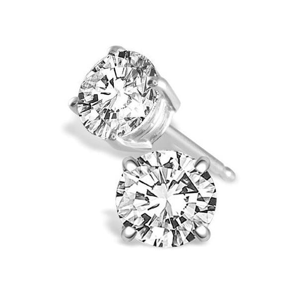 2.50 Carats Round Prong Set Genuine Diamond Stud Earring Solid Gold 14K