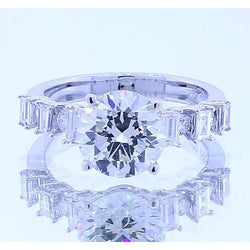 2.50 Carats Round Real Natural Earth Mined Diamond 4 Prong Set Engagement Ring Jewelry