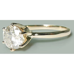 2.50 Carats Round Real Diamond Solitaire Engagement Ring Yellow Gold 14K
