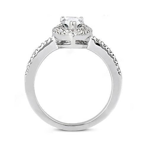 2.50 Carats Royal Engagement Ring Halo Genuine Pear Diamond