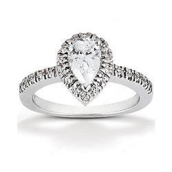 2.50 Carats Royal Engagement Ring Halo Genuine Pear Diamond