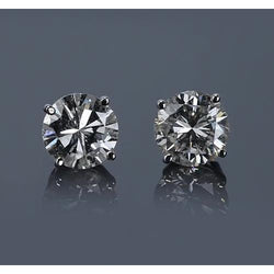 2.50 Carats White Gold 14K Prong Round Genuine Diamond Stud Earring F Vs1