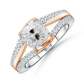 2.50 Carats Women’s Ring Cushion Old Cut Real Diamond Split Shank Two Tone - Anniversary Ring-harrychadent.ca