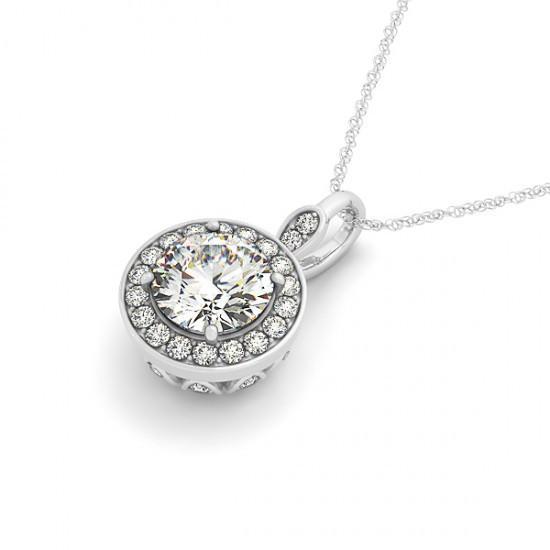 2.50 Ct. Round Real Diamonds Necklace Pendant Without Chain White Gold 14K
