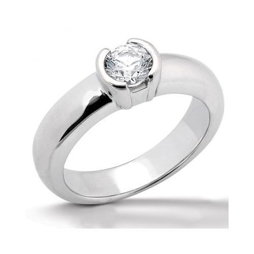 2.50 Ct. Solitaire Genuine Diamond Ring Half Bezel Setting White Gold