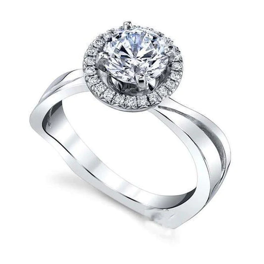 2.50 Ct Genuine Diamond Engagement Ring Halo White Gold