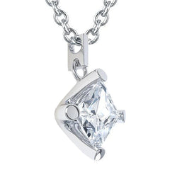 2.50 Ct Princess Cut Solitaire Real Natural Earth Mined Diamond Pendant Necklace White Gold