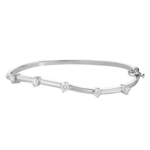 2.50 Ct Round Cut Natural Diamond Bangle 14K White Gold