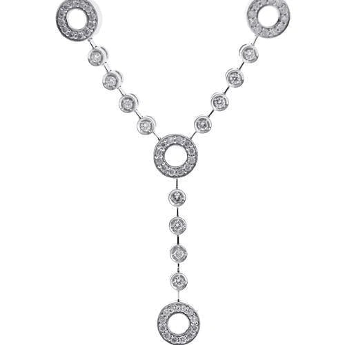 2.50 Ct Round Cut Small Natural Diamonds Women Necklace White Gold 14K