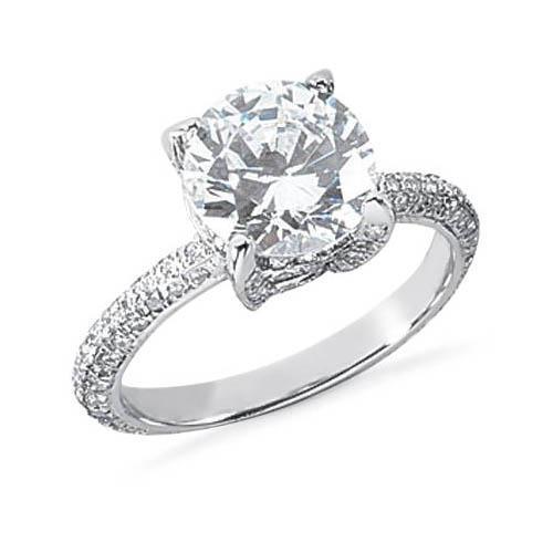 2.50 Ct Round Natural Diamonds Engagement Ring With Accents White Gold