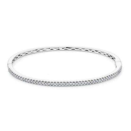 2.50 Ct Round Natural Diamonds Ladies Bangle 14K White Gold