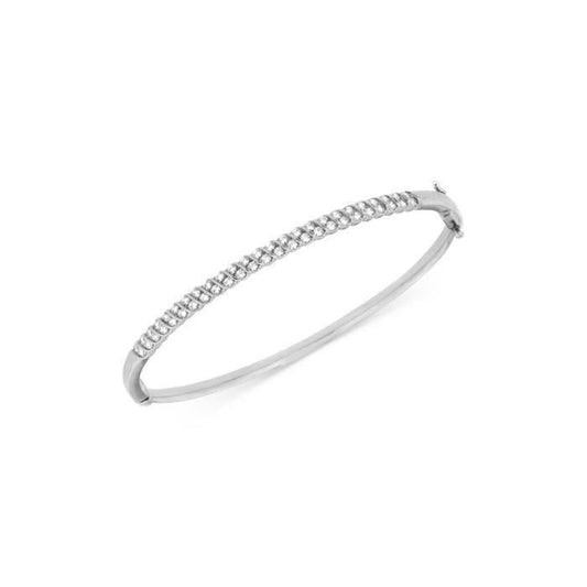 2.50 Ct Round Real Diamond Women Bangle New 14K White Gold