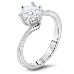 2.50 Ct Six Prong Set Gorgeous Round Cut Genuine Diamond Ring Solitaire