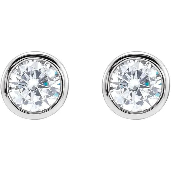 2.50 carats Bezel Set Real Diamonds Studs Earrings White Gold 14K D VVS1