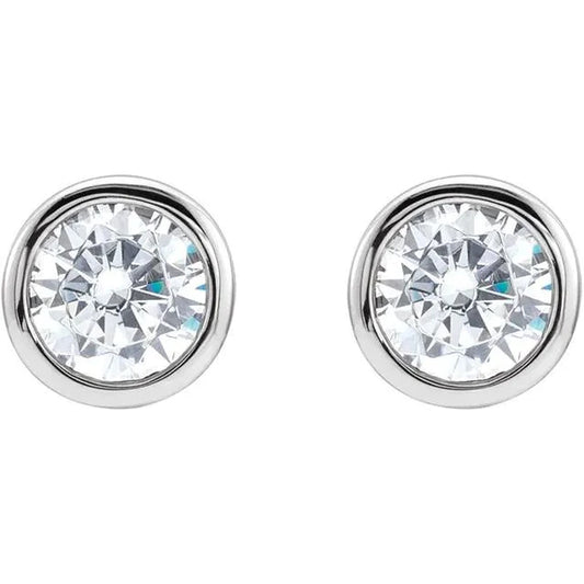 2.50 carats Bezel Set Real Diamonds Studs Earrings White Gold 14K D VVS1