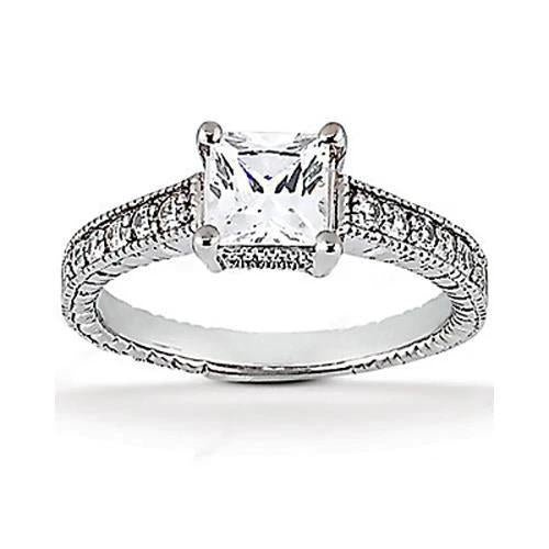 2.51 Carat Genuine Diamond Antique Style Ring With Accents White Gold Jewelry