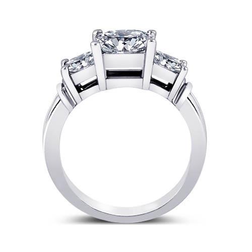 2.51 Carat Princess Real Diamonds Engagement Ring 3 Stone Gold 