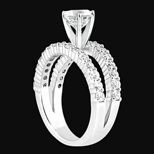 2.51 Carat Real Diamonds Engagement Ring Double Shank White Gold