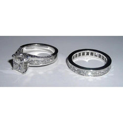 2.51 Carats Princess Cut Pave Natural Diamond Engagement Ring Set