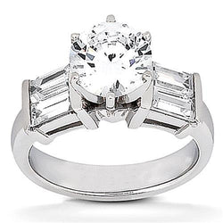 2.51 Carats Real Diamond Engagement Ring White Gold Jewelry