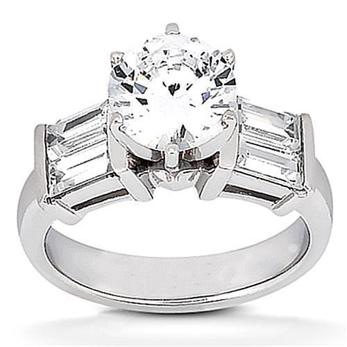 2.51 Carats Real Diamond Engagement Ring White Gold Jewelry