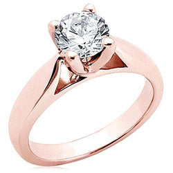 2.51 Ct. Rose Gold Real Natural Earth Mined Diamond Solitaire Engagement Ring