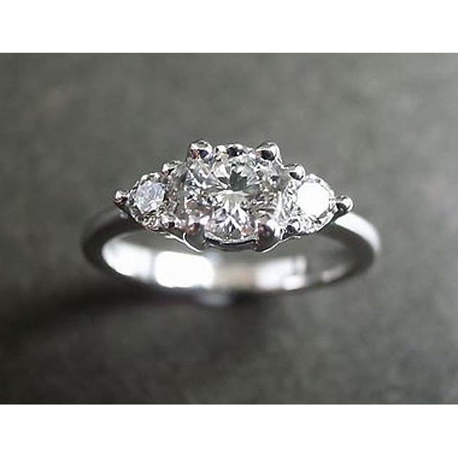 2.51 Ct Real Diamond Three Stone Ring Engagement White Gold 14K