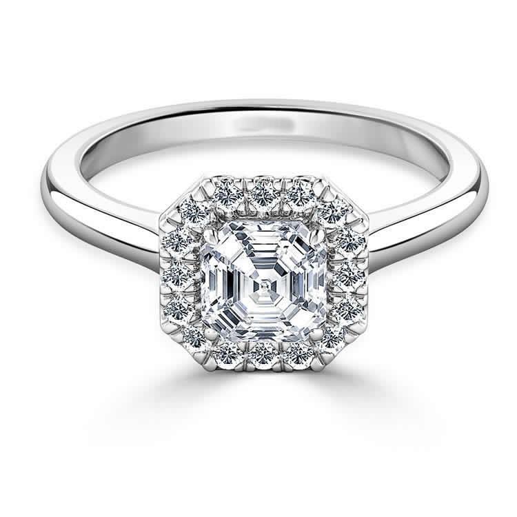 2.55 Carats Assher & Round Genuine Diamond Wedding Halo Ring