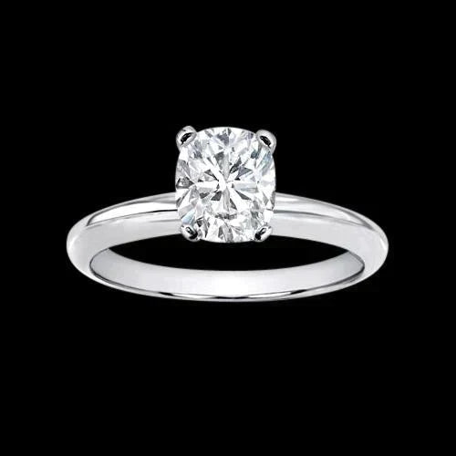 2.5 Carat Cushion Real Solitaire Engagement Ring