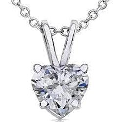 2.5 Carats Heart Shaped Real Diamond Necklace Pendant White Gold 14K