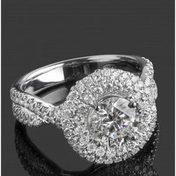 2.5 Carats Round Brilliant Cut Real Natural Earth Mined Diamond Wedding Ring Solid Gold 14K