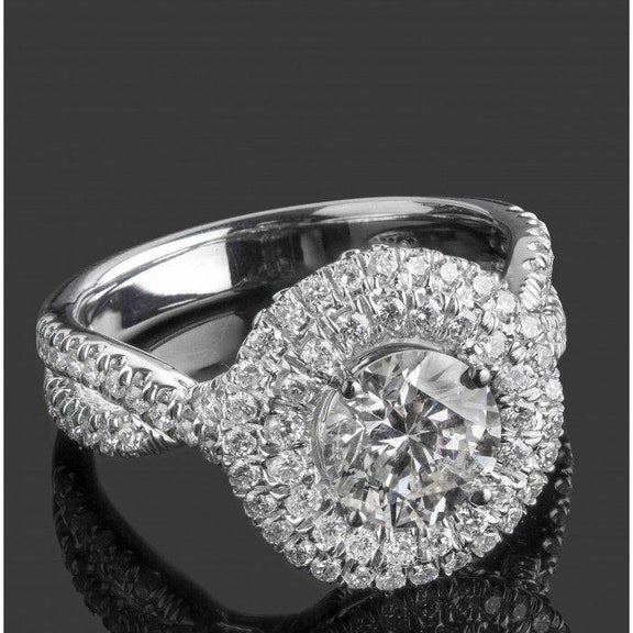 2.5 Carats Round Brilliant Cut Real Diamond Wedding Ring Solid Gold 14K